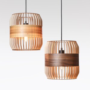 Walnut Wooden architectural lamp lath lamp Scandinavian design imagem 2