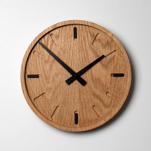 Wooden Clock silent minimalist clock solid oak perfect gift for design enthusiasts interior designer image 1