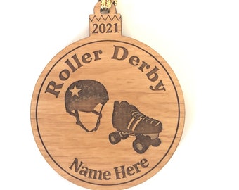 Personalized Wood Roller Derby Ornament