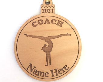 Personalized Wood Gymnastics Ornament For Your Coach