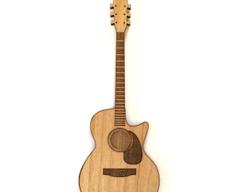Adorno de guitarra acústica de madera con diseño seccionado