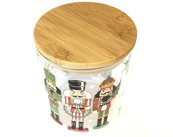 Nutcracker Glass Storage Jar with Wood Lid