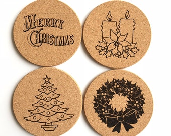 Christmas Cork Coaster set of 4