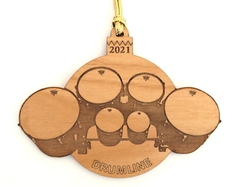 Personalized Wood 6 Tenor Drums Drumline Ornament