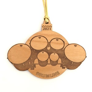 Personalized Wood 6 Tenor Drums Drumline Ornament