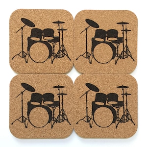 Drum Set Square Cork Coaster Set