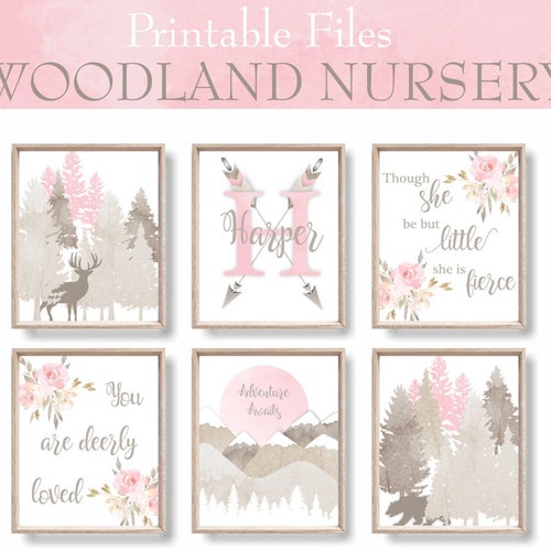 Girl Woodland Nursery Decor Woodland Girl Nursery Wall Art - Etsy