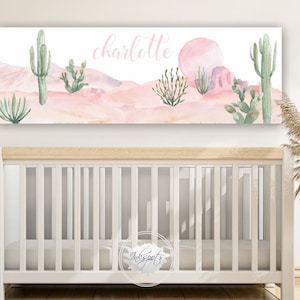 Boho Nursery Decor | Personalized Desert Sign for Baby Girl Nursery | Cactus Nursery Art Canvas | Child's Name Aztec Tribal Southwest - GR06