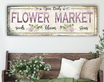 Flower Market Sign Spring Wall Art, Fresh Cut Flowers Modern Farmhouse Spring Decor, Vintage Inspired Floral Mantel Entryway Wall Art - FM08