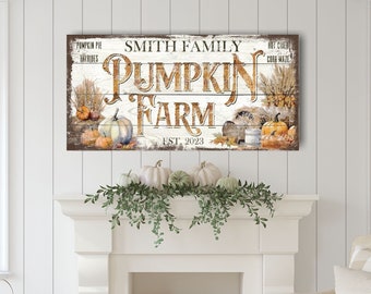 Rustic Pumpkin Sign | Modern Farmhouse Signs | Extra Large Canvas Wall Art | Vintage Farm Sign | Fall Themed Decor l Fall Autumn Decor -FL14