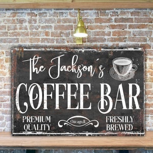 Farmhouse Coffee Sign, Coffee Bar Sign, Custom Vintage Kitchen Wall Decor Large Custom Canvas, Coffee Lover Housewarmng Gift - CF02