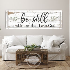 Be Still And Know That I Am God Large Scripture Wall Art Psalm 46:10 Bible Verse Canvas Modern Farmhouse Sign Christian Wall Decor - SC03