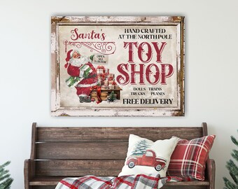 North Pole Sign | Santa Toy Shop Personalized Christmas Wall Art