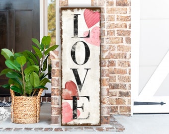 Valentine Sign | Vintage Valentines Decor | Rustic Porch Sign | Modern Farmhouse Entryway Decor Canvas |  Valentine's Day Love Sign - VA05