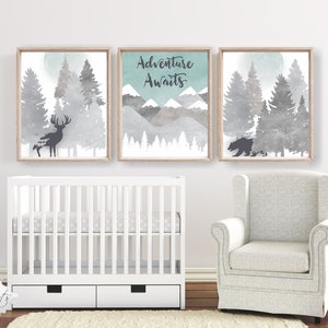 WOODLAND Nursery Decor Baby Boy Nursery PRINTABLES Set of 3 - Etsy