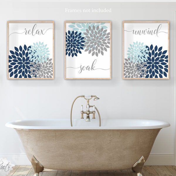 Blue Bathroom Decor Etsy