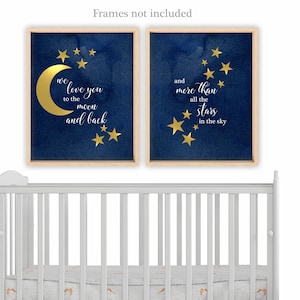 Baby Boy Nursery Decor Moon And Stars Baby Shower Printables Etsy