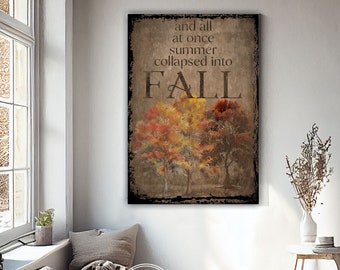 Happy Fall Sign, Modern Farmhouse Fall Decoration, Rustic Fall Signs, Fall Autumn Decor Fall Poem, Autumn Leaves Porch Mantel Entryway FL21