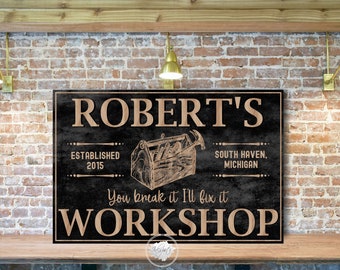 Workshop Sign: Personalized Fathers Day Gift for Carpenter Woodworker Dads Garage Decor RM20