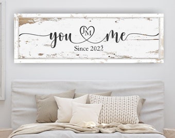 You and Me Custom Wedding Gift, Couple Name Bedroom Sign, Personalized Wedding Gift, Vintage Established First Home Housewarming Gift - NE10