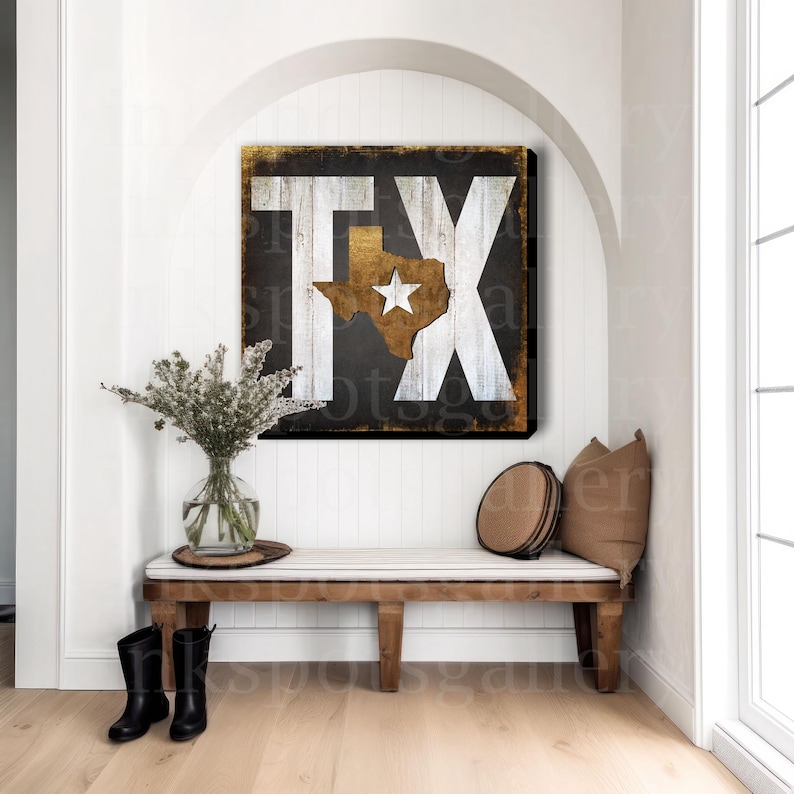 Texas Monogram R Ranch Texas Map Wall Art: Realtor Closing Gift for Western Ranch Farmhouse ...
