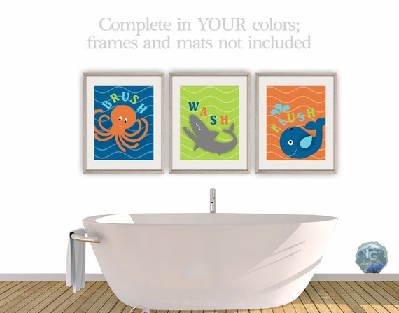 Shark Bathroom Wall Art Nautical Decor For Kids Bathroom With Etsy