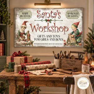 Santa's Workshop, North Pole Toy Shop, Old Fashioned Xmas Toys