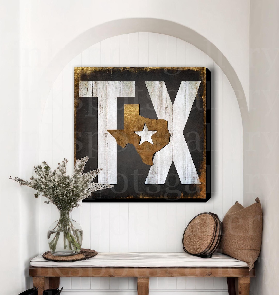 Texas Monogram R Ranch Texas Map Wall Art: Realtor Closing Gift for Western Ranch Farmhouse ...