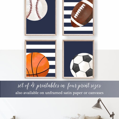Sports Room Decor Wall Art Baseball Basketball Soccer Ball Etsy