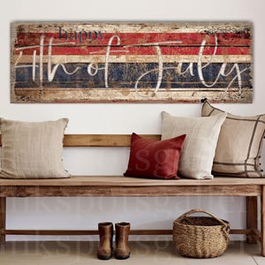 Rustic Fourth of July Decoration 4th of July Patriotic Front Porch Sign Modern Farmhouse Americana Patriotic Independence Day Canvas - SU20