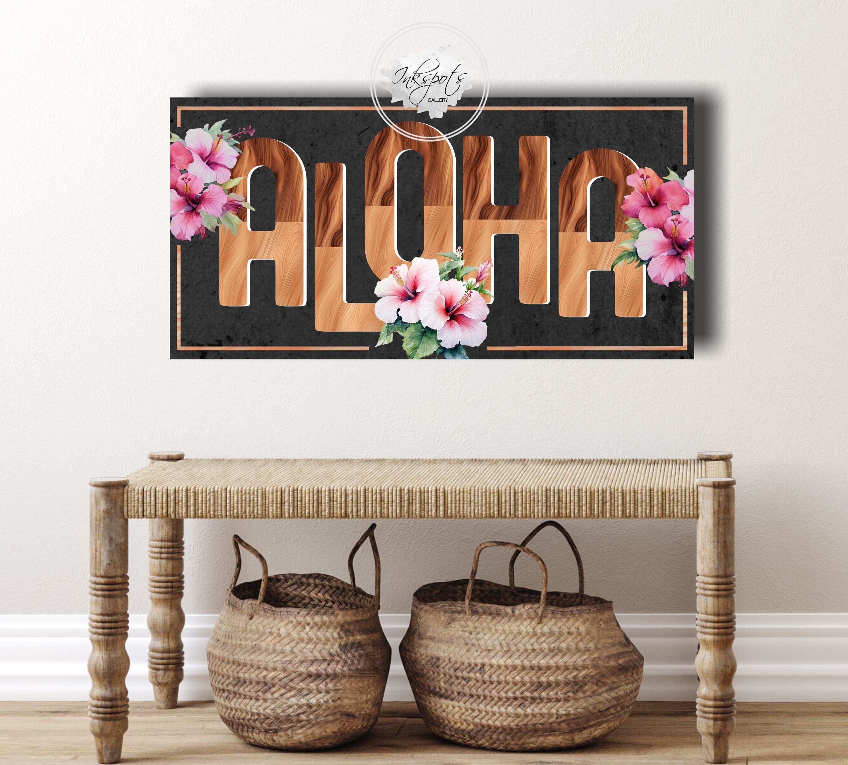 Aloha Sign Coastal Wall Art, Hawaiian Sign Beach Decor, Beach House ...