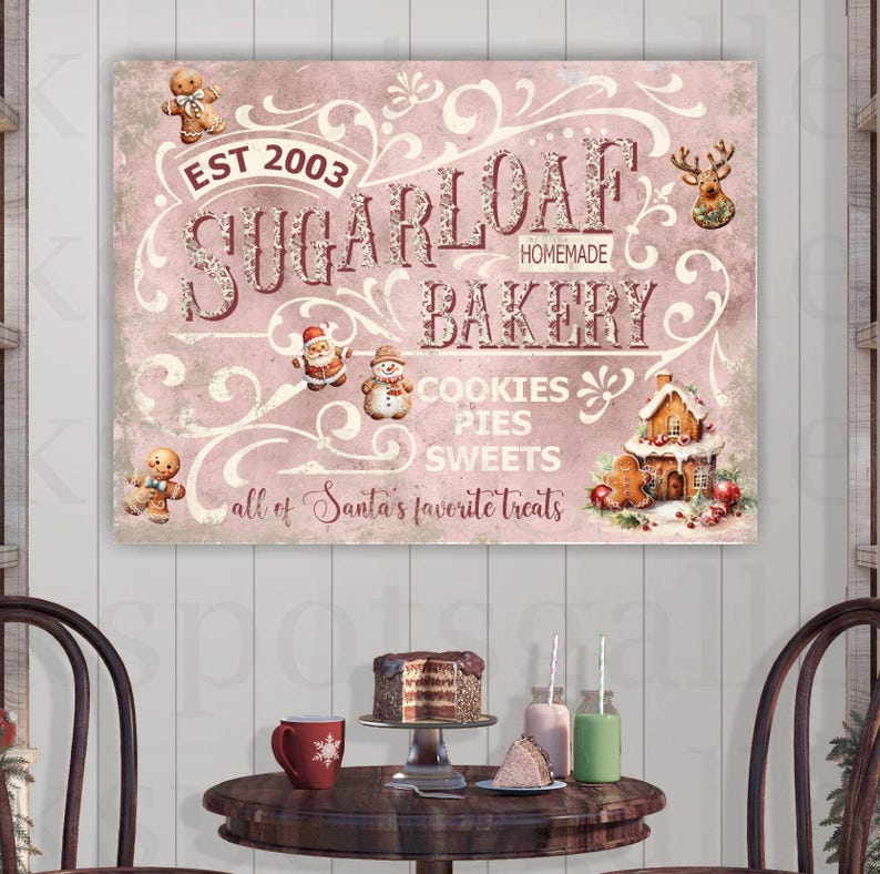 Gingerbread House Sign Vintage Inspired Bakery Wall Art Rustic ...