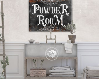 Modern Farmhouse Powder Room Sign, Powder Room Wall Decor, Rustic Bathroom Decor, Shabby Cottage Chic Wall Art Print, Bathroom Sign - BA04
