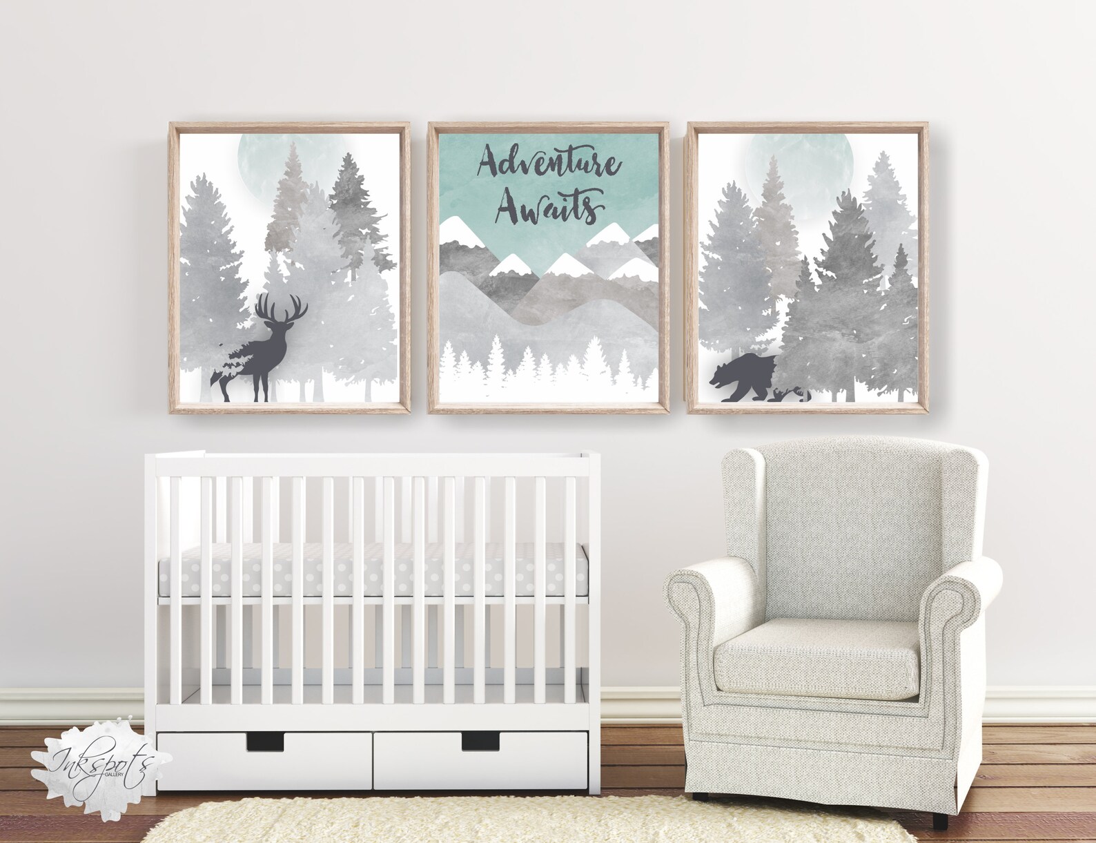 WOODLAND Nursery Decor Baby Boy Nursery PRINTABLES Set of 3 - Etsy