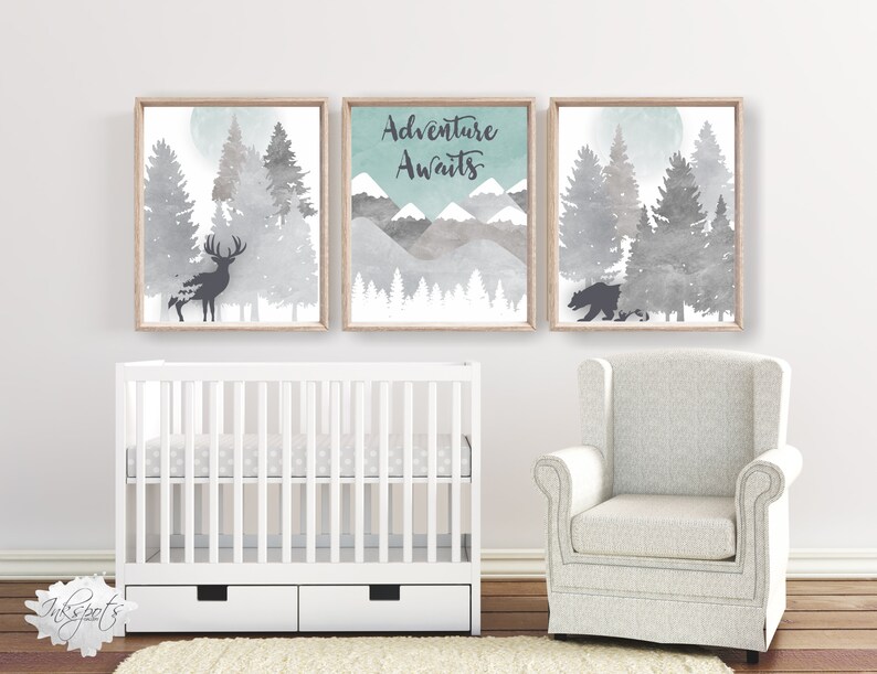 Boys Woodland Nursery Decor Deer Nursery Print Adventure Etsy