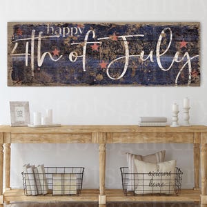 Rustic Fourth of July Decoration 4th of July Patriotic Front Porch Sign Modern Farmhouse Americana Patriotic Independence Day Canvas - SU20