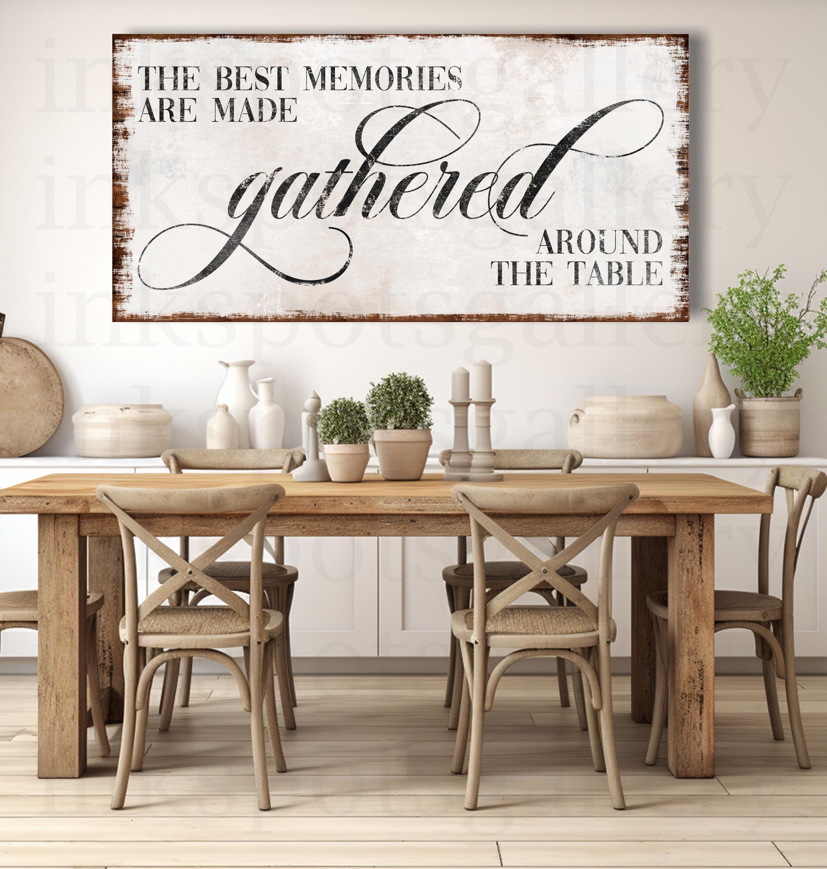 Large Modern Farmhouse Gather Sign - Rustic Canvas Wall Art for Kitchen ...