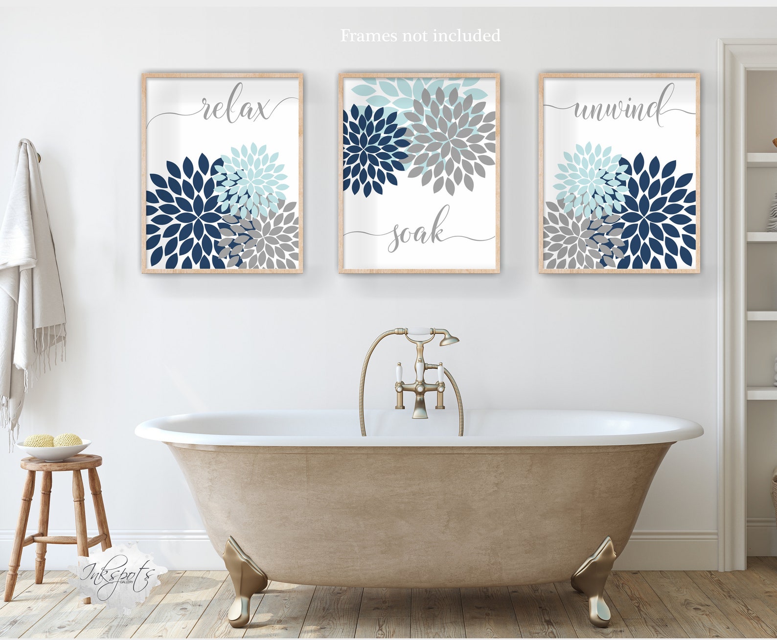 Bathroom Wall Art Pictures Relax Soak Unwind Printable | Etsy