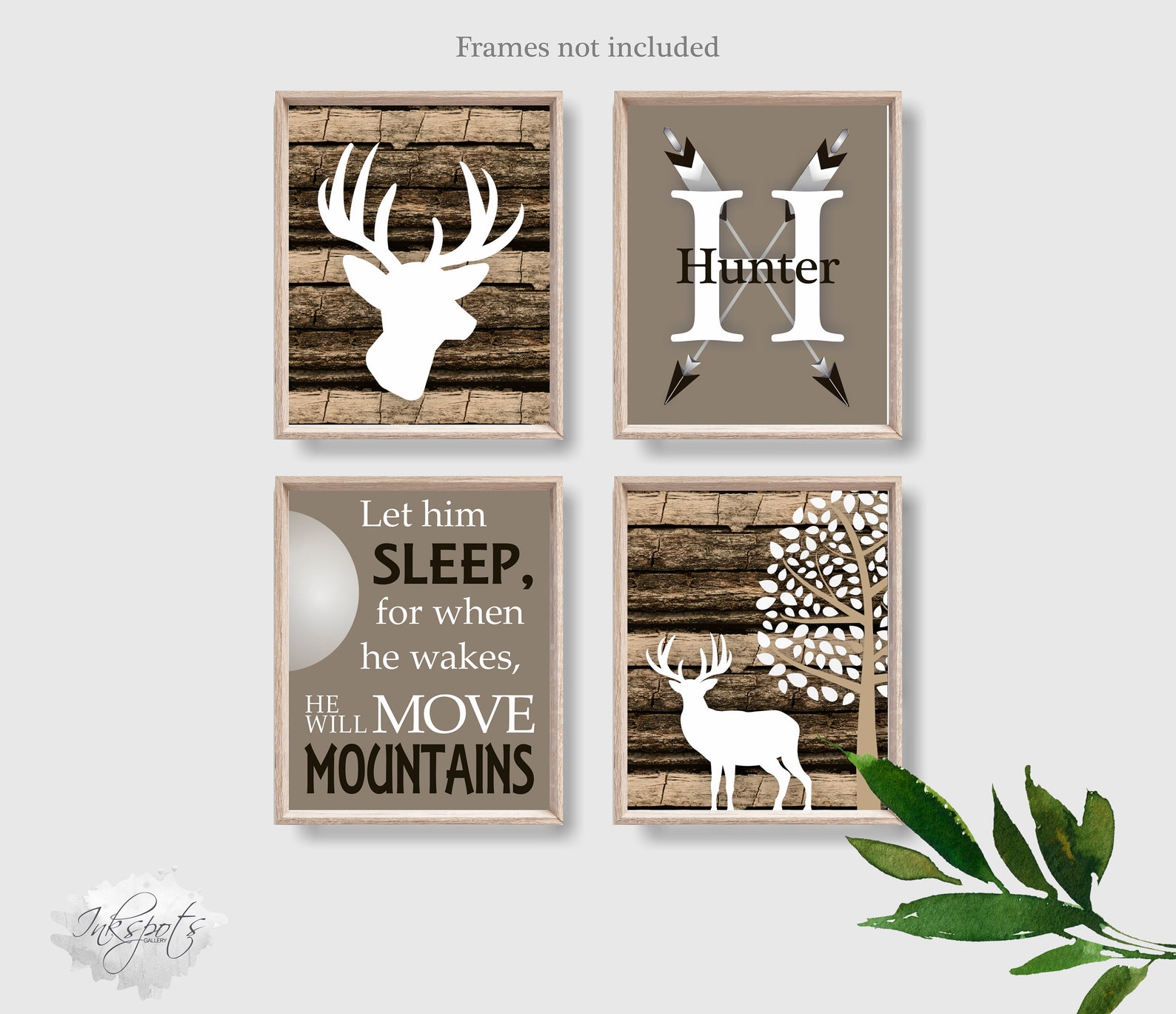 Rustic Woodland Nursery Decor Set of 4 Prints Personalized Boy Etsy