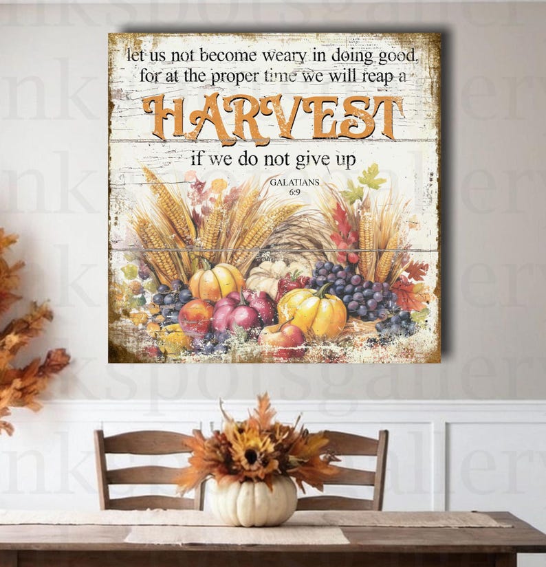 Modern Farmhouse Fall Sign Scripture Sign Harvest Basket Pumpkin Wall ...