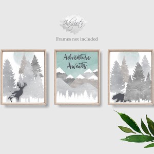 WOODLAND Nursery Decor Baby Boy Nursery PRINTABLES Set of 3 - Etsy