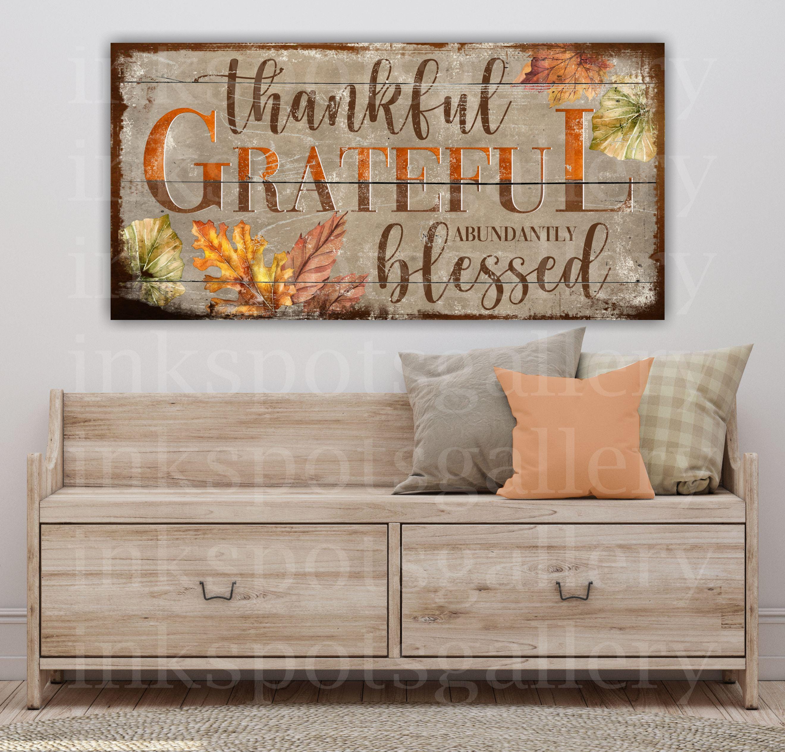Thankful Grateful Blessed Fall Sign – Autumn Mantle Canvas Decor FL01 ...
