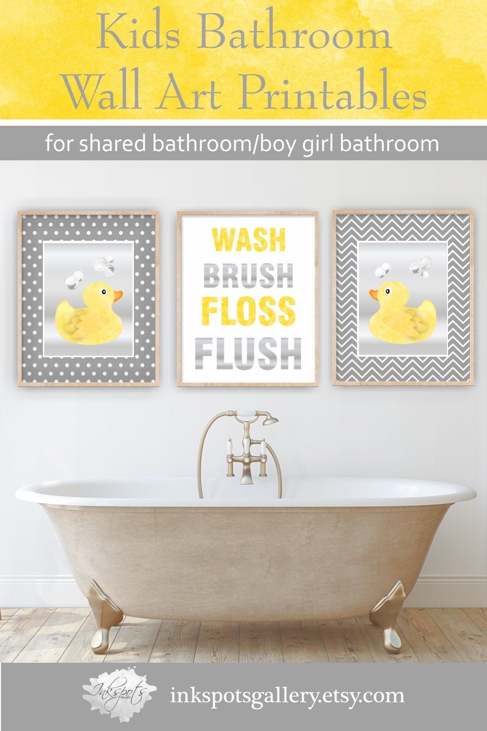 Rubber Duck Bathroom Art Duck Printable Wash Your Hands Etsy