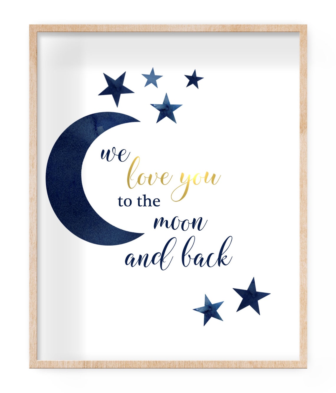 Moon and Stars Nursery Wall Art Personalized Baby Boy Nursery Etsy