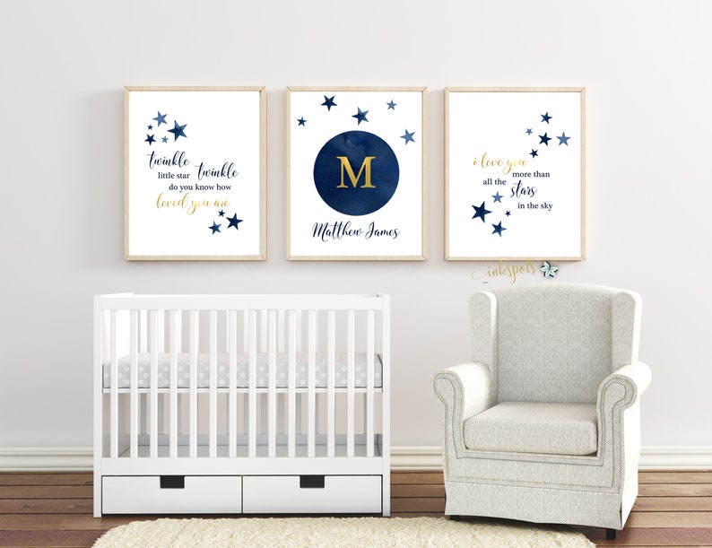 MOON and STARS Nursery Decor. Baby Boy Nursery PRINTABLE Wall Etsy