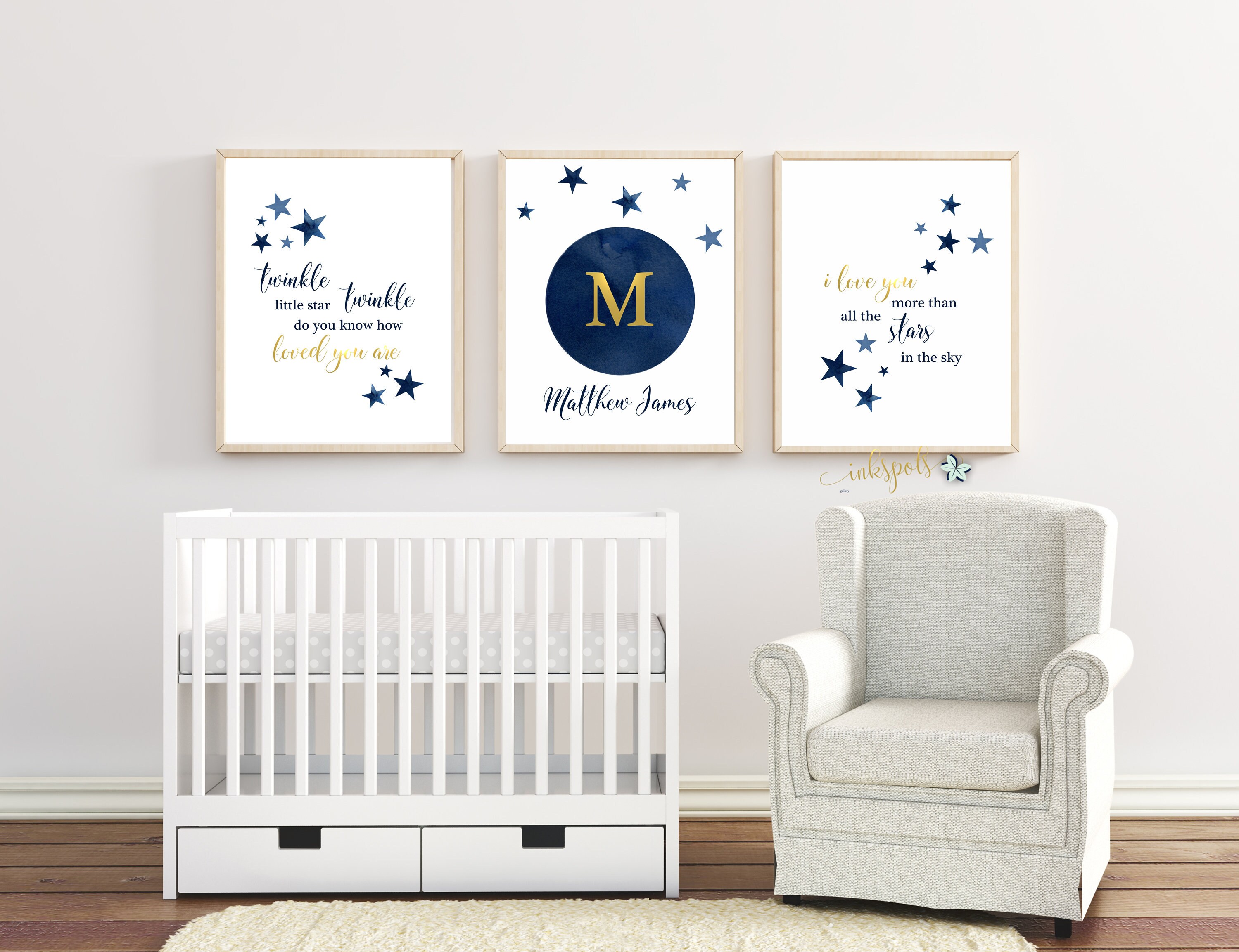 MOON and STARS Nursery Decor. Baby Boy Nursery PRINTABLE Wall Etsy