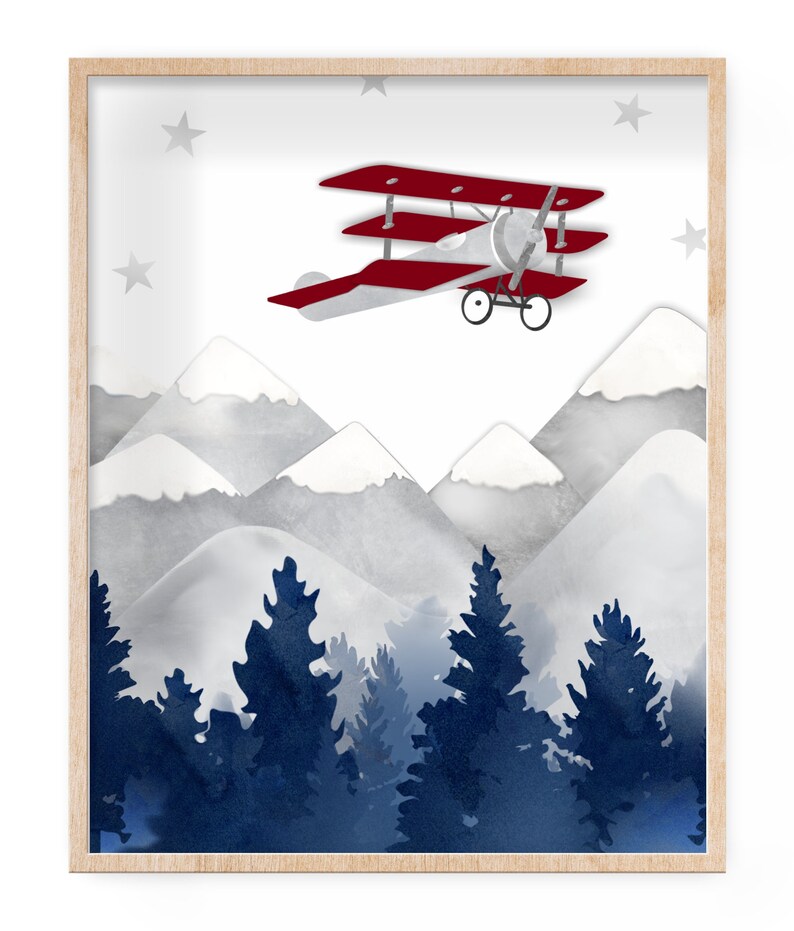 Airplane Nursery Wall Art Airplane Room Decor Airplane Etsy