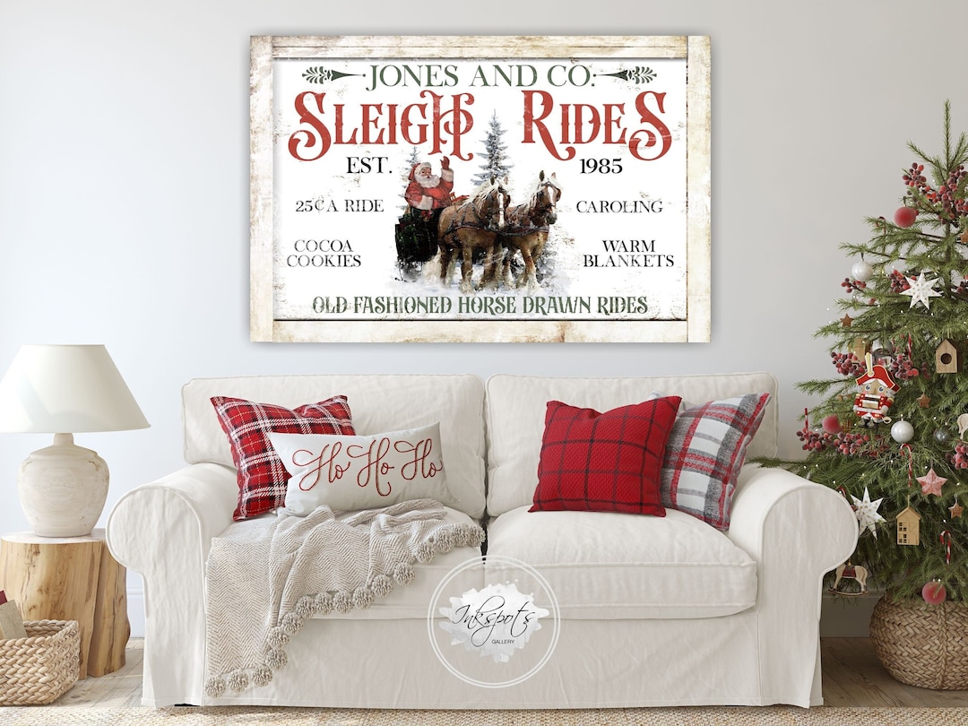 Sleigh Ride Sign Modern Farmhouse Christmas Wall Decor Family Name ...