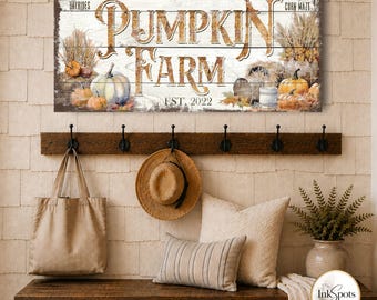 Pumpkin Patch Sign | Personalized Fall Porch Decor | Autumn Welcome Stretched Canvas Custom Mantel Decor | FL14