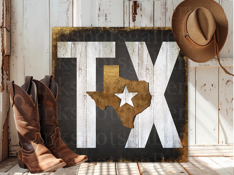 Texas Monogram R Ranch Texas Map Wall Art: Realtor Closing Gift for Western Ranch Farmhouse ...
